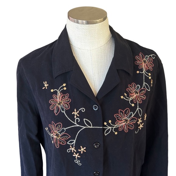 Alfred Dunner Embroidered Beaded Blouse Size 16 - Picture 2 of 7